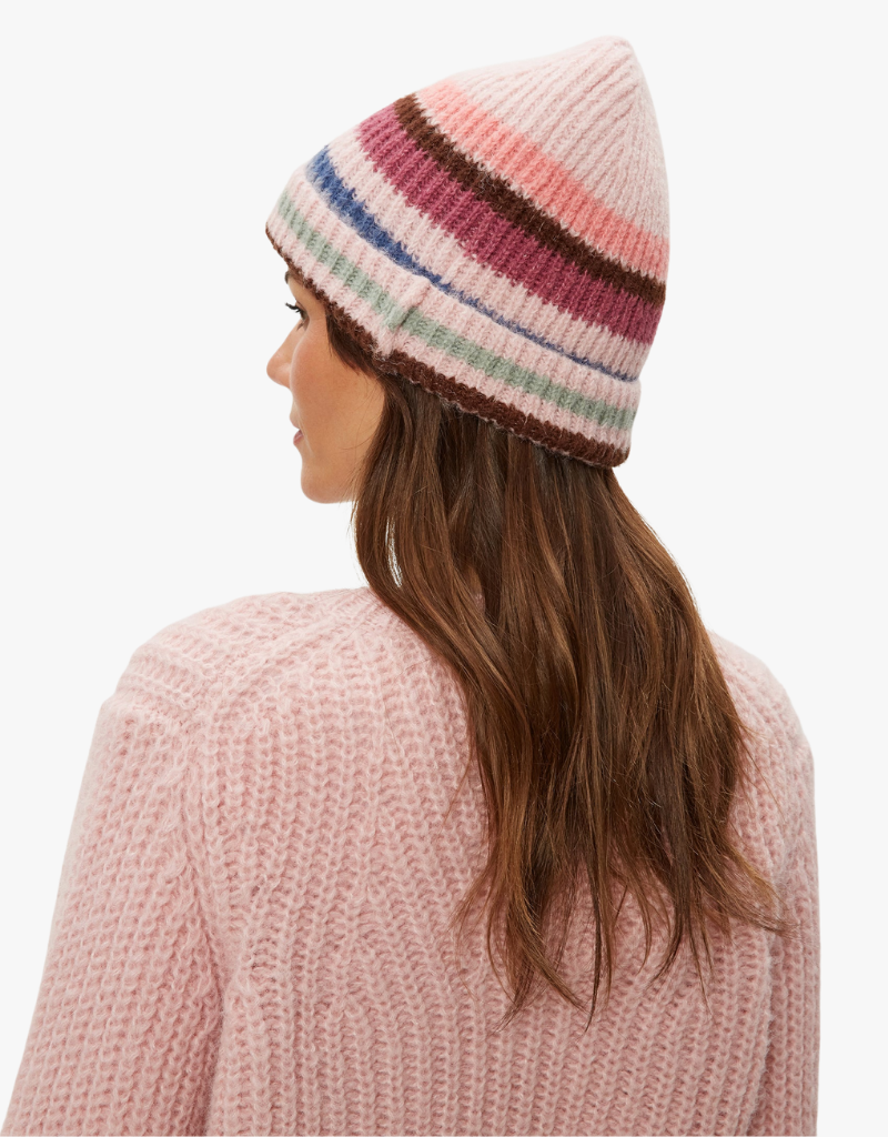Michael Stars Striped Beanie in Pink Combo