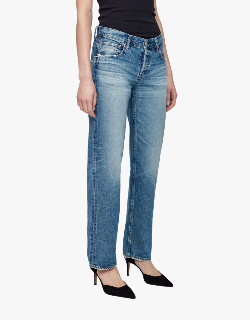 Moussy Vintage Millsboro Straight Low Jeans in Blue