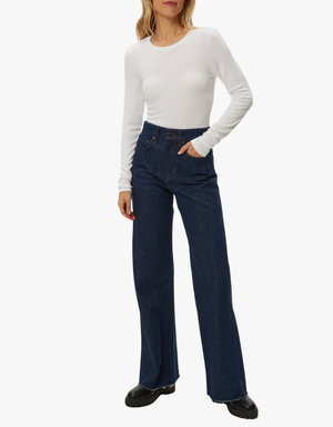 Michael Stars Finn Cropped Crew Neck in White