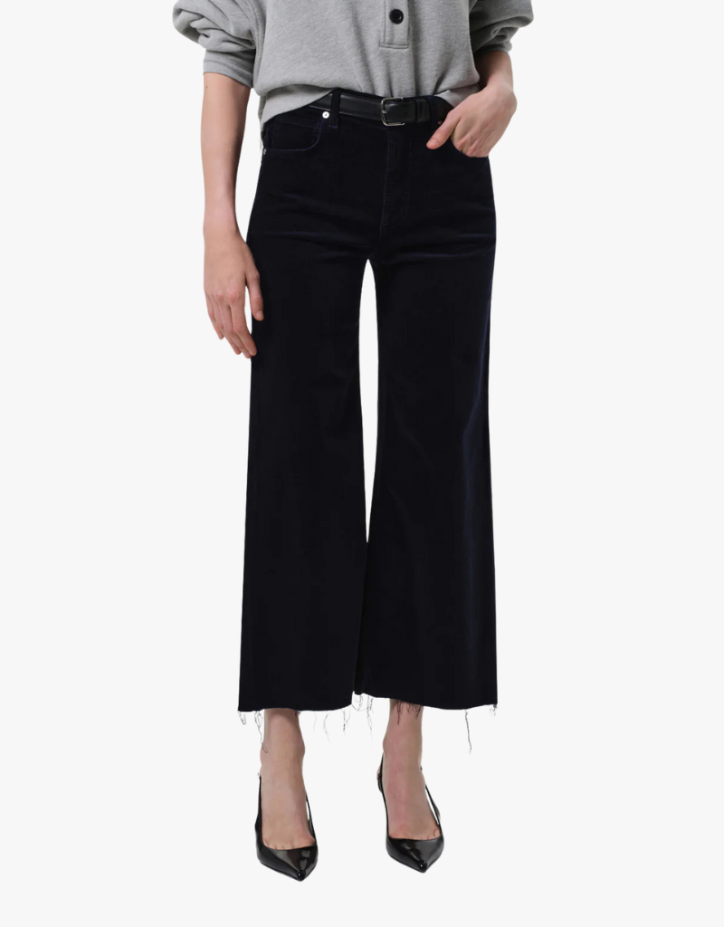 Citizens of Humanity Lyra Wide Leg Crop in Courduroy in Navy