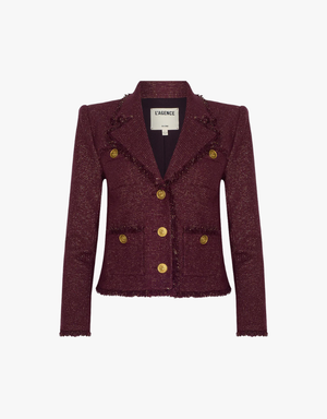 L'agence Sylvia Collared Jacket in Malbec & Gold