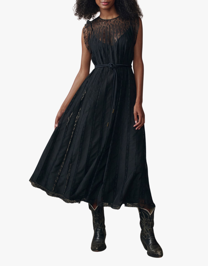The Great The Keepsake Lace Column Dress in Black