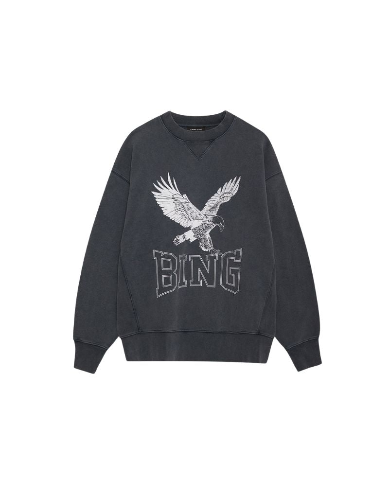 Anine Bing Alto Sweatshirt Retro Eagle in Washed Black