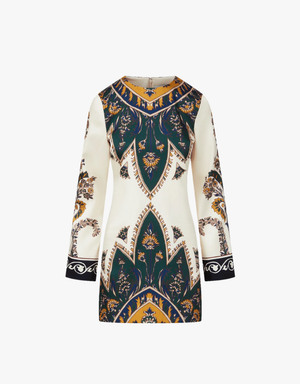 Veronica Beard Long Sleeve Cromwell Dress in Ecru Multi