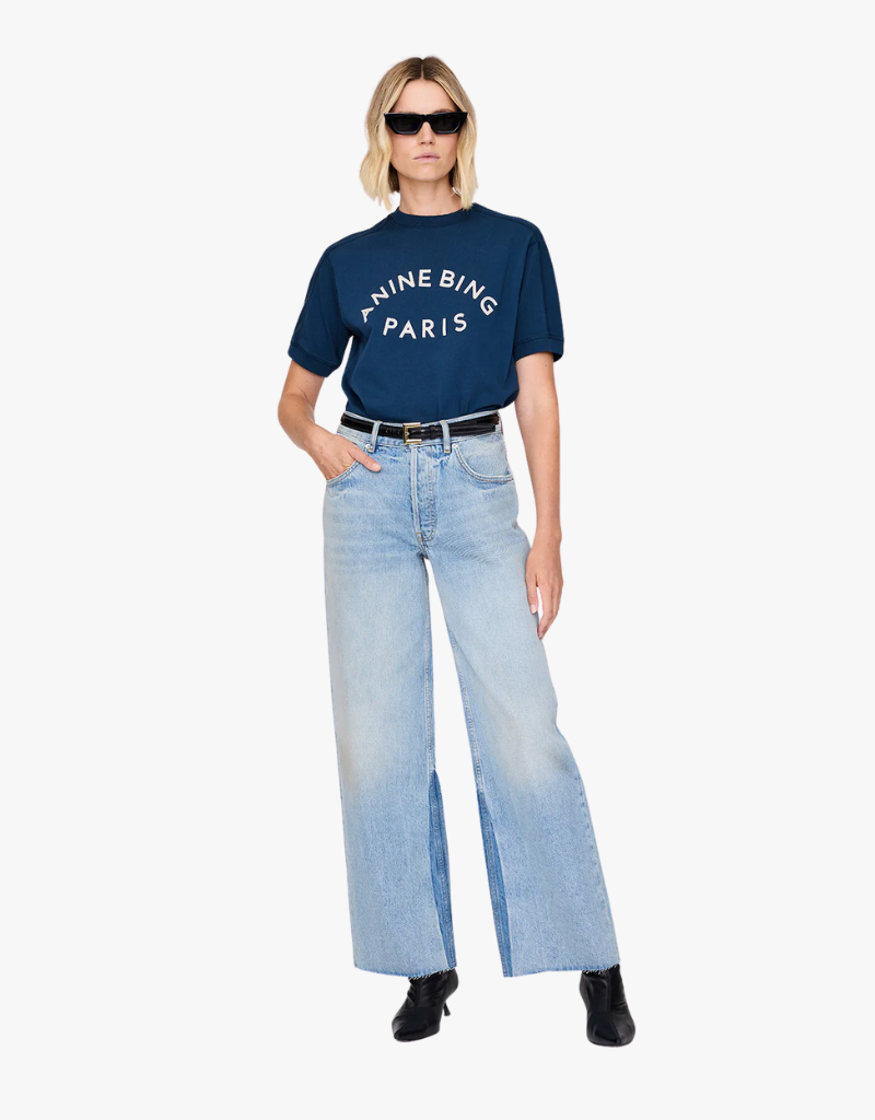 Anine Bing Jaylin Tee Paris in Washed Navy