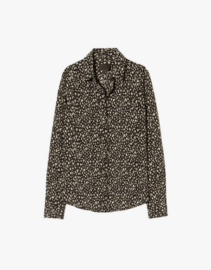 Nili Lotan Gaia Slim Shirt in Blackstone Cheetah