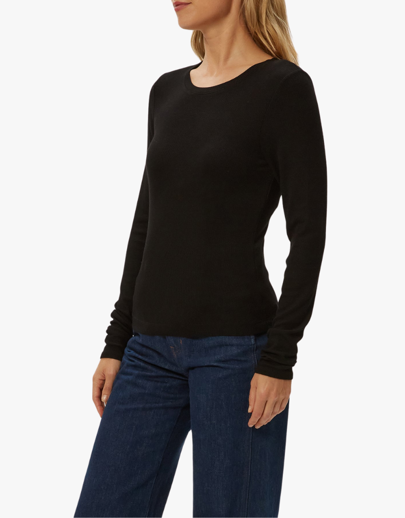 Michael Stars Finn Cropped Crew Neck in Black