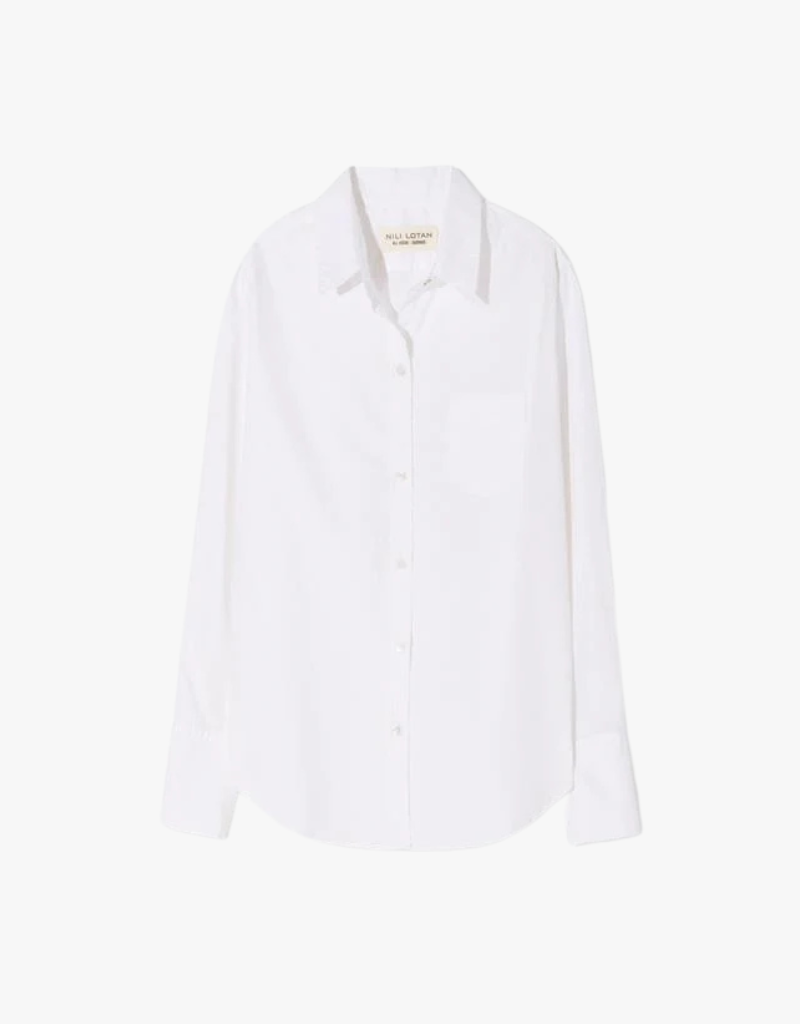 Nili Lotan Cotton Voile NL Shirt in Ivory