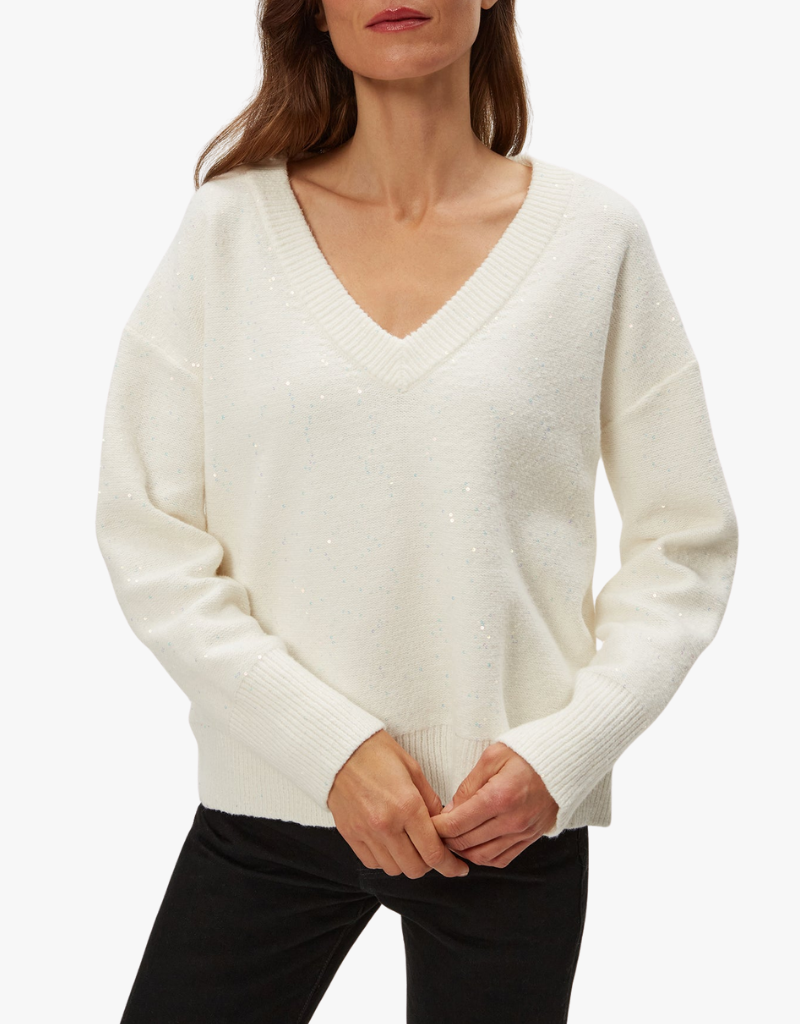 Michael Stars Francis V Neck Sweater in Ivory