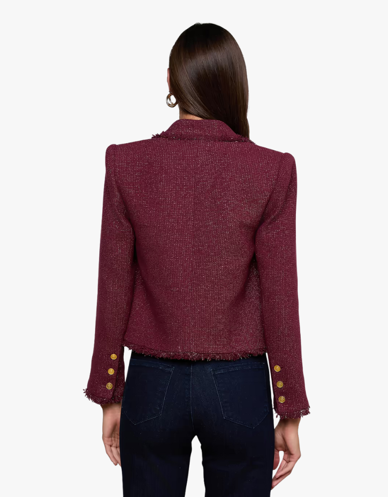 L'agence Sylvia Collared Jacket in Malbec & Gold