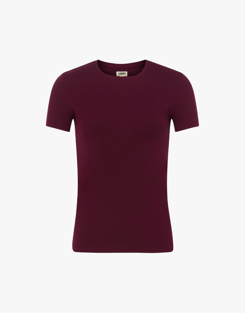 L'agence Ressi Short Sleeve Crew Neck Tee in Dark Port