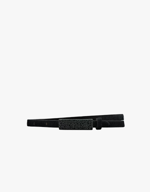 L'agence Haven Calfhair Leather Belt in Black Embellished