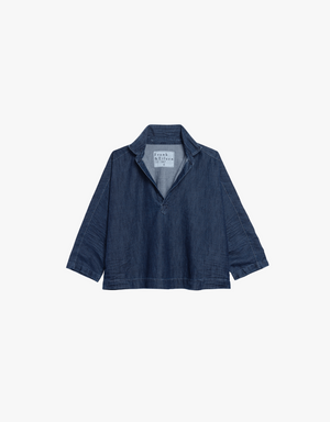 Frank & Eileen Gabi Popover Shirt in Vintage Dark Wash