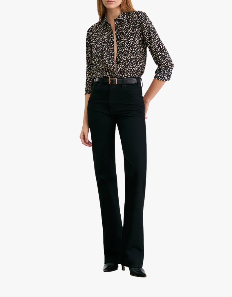 Nili Lotan Gaia Slim Shirt in Blackstone Cheetah