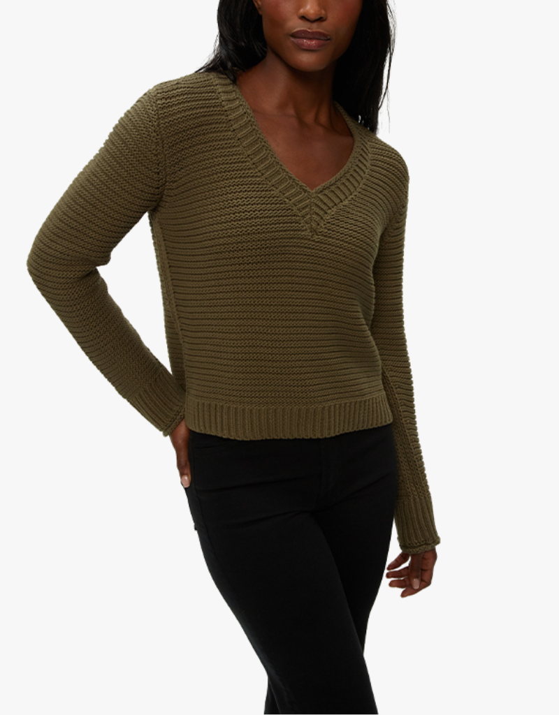 Michael Stars Linda V Neck Pullover in Olive