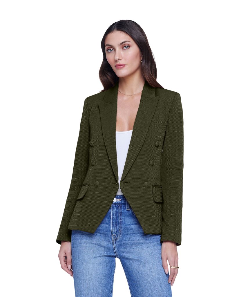 L'agence Kenzie Double Breasted Blazer in Army