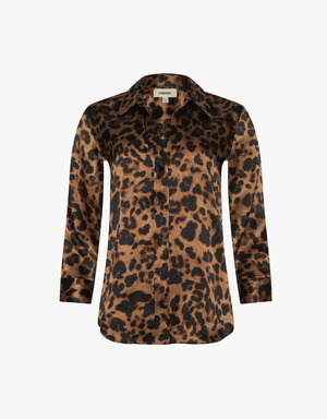 L'agence Dani 3/4 Sleeve Blouse in Brown Multi Amur Leopard