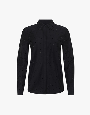 L'agence Ellery Long Sleeve Blouse in Black & Crystal