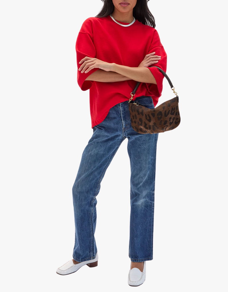 Clare V. Petit Moyen Messenger in Cocoa Pablo Cat Suede