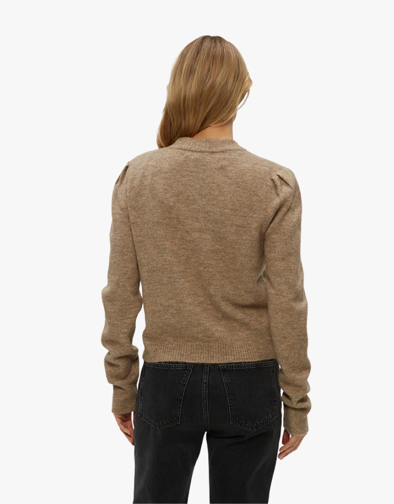 Michael Stars Genova Puff Sleeve Pullover in Dark Oatmeal