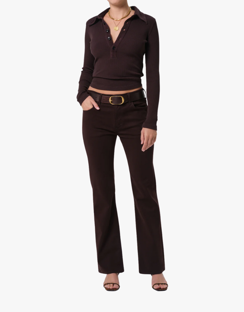 Citizens of Humanity Long Sleeve 60's Polo in Chocolate