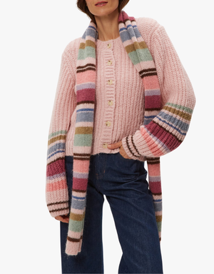 Michael Stars Striped Scarf in Pink Combo