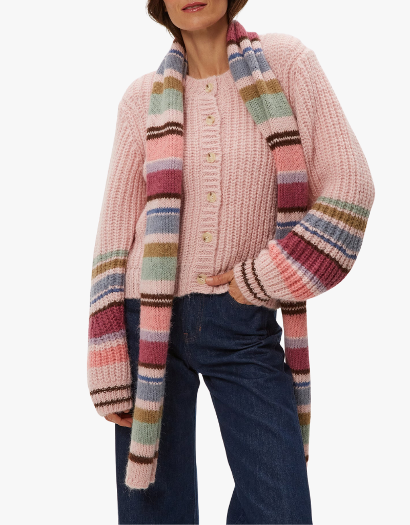 Michael Stars Striped Scarf in Pink Combo