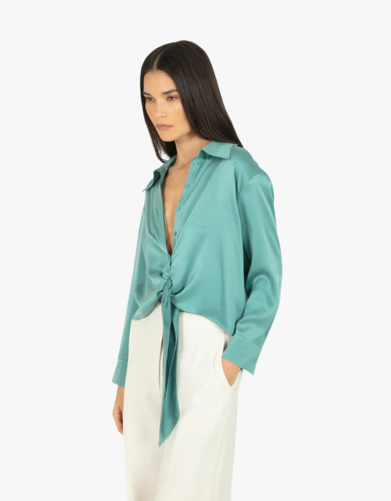 Secret Mission Rae Top in Cyan Green