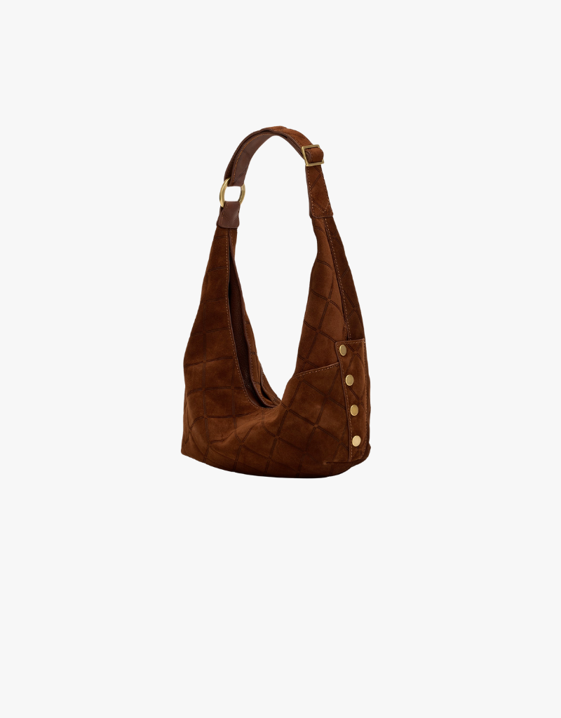 Hammitt Tom Zip Medium in Chocolate Diamond Suede & Antique Gold