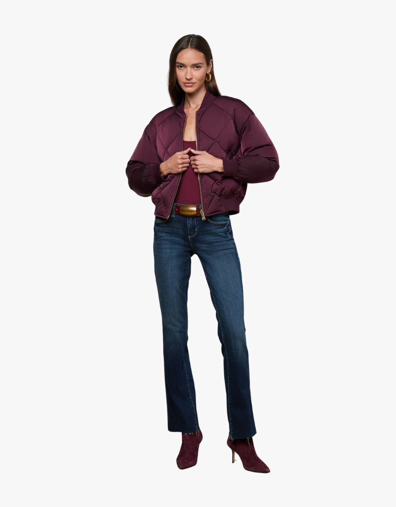 L'agence Violeta Reversible Puffer in Wine & Herringbone