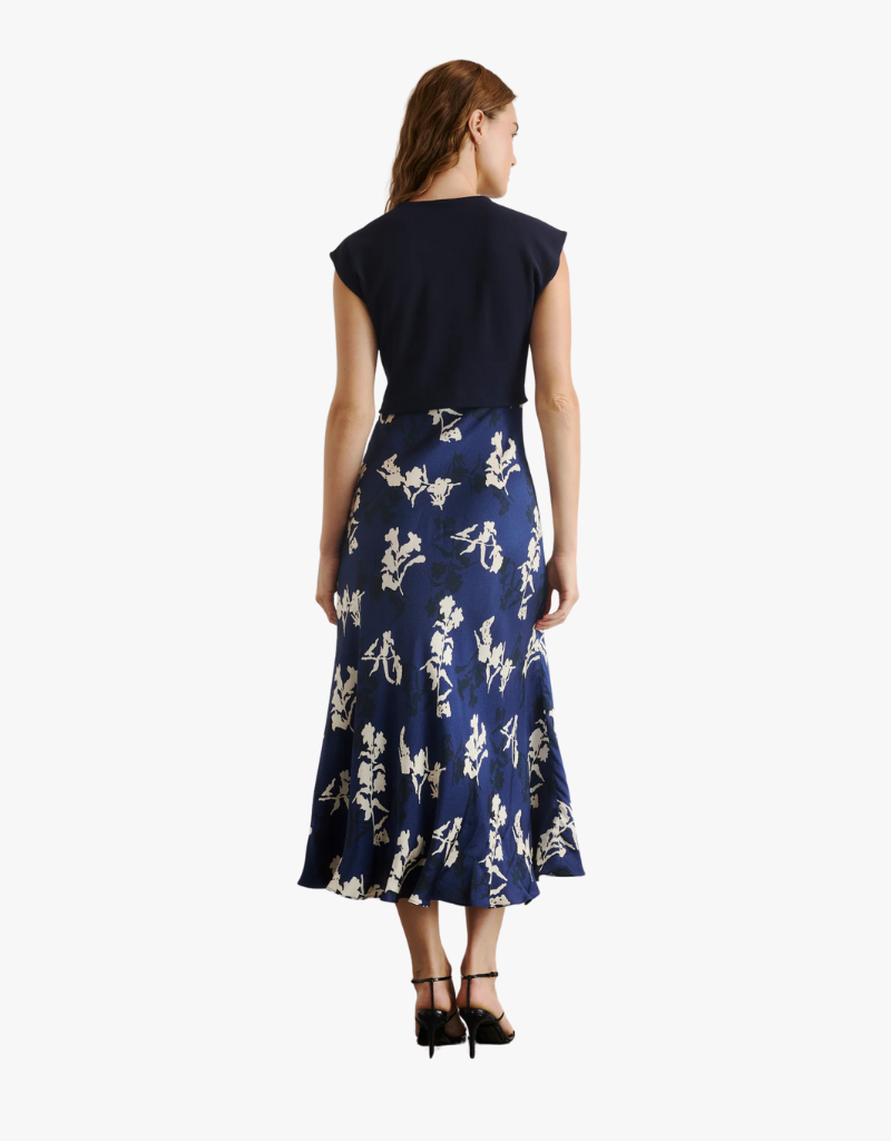 Tanya Taylor Rosabeth Dress in Maritime Blue & Cream Multi