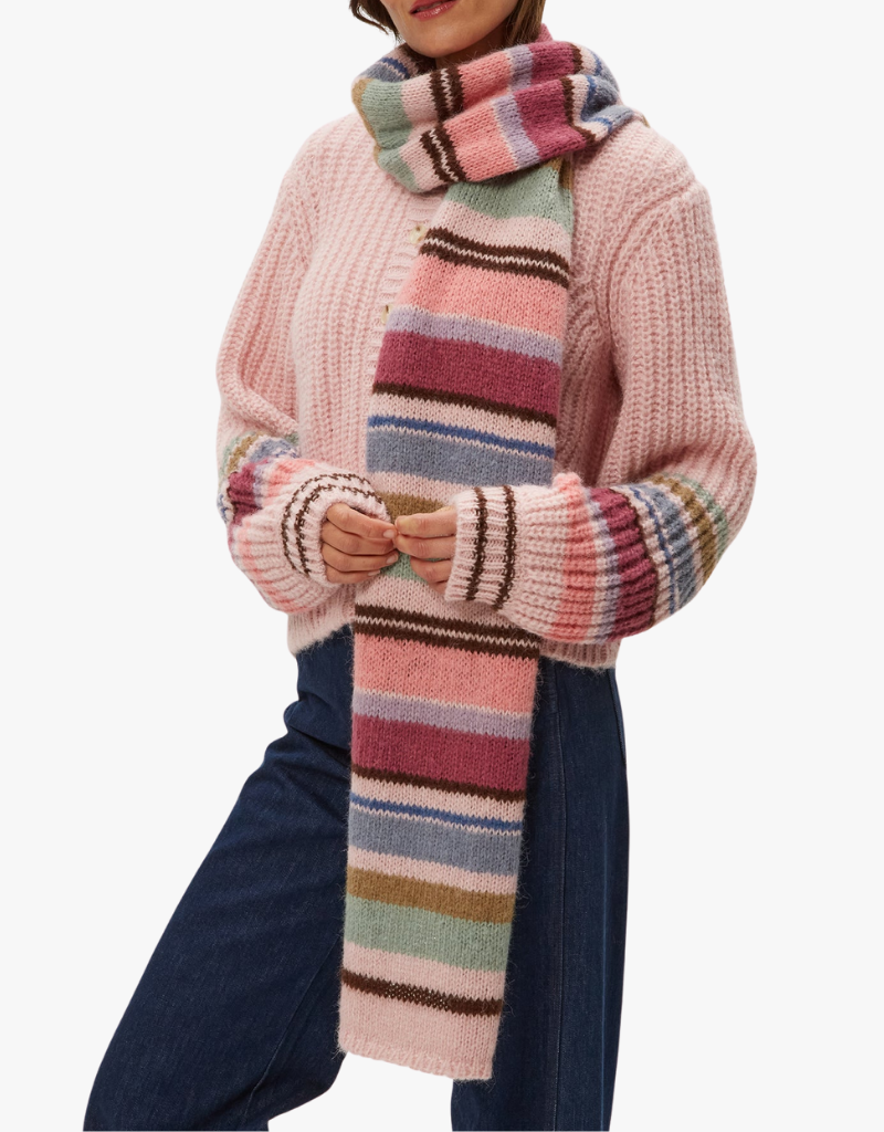 Michael Stars Striped Scarf in Pink Combo