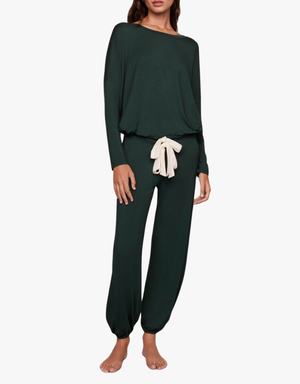 Eberjey Gisele Slouchy Set in Pine & Ivory