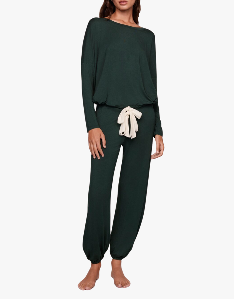 Eberjey Gisele Slouchy Set in Pine & Ivory