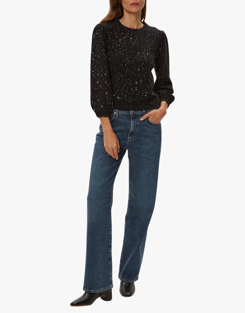 Michael Stars Deanna Femme Sleeve Sweater in Black