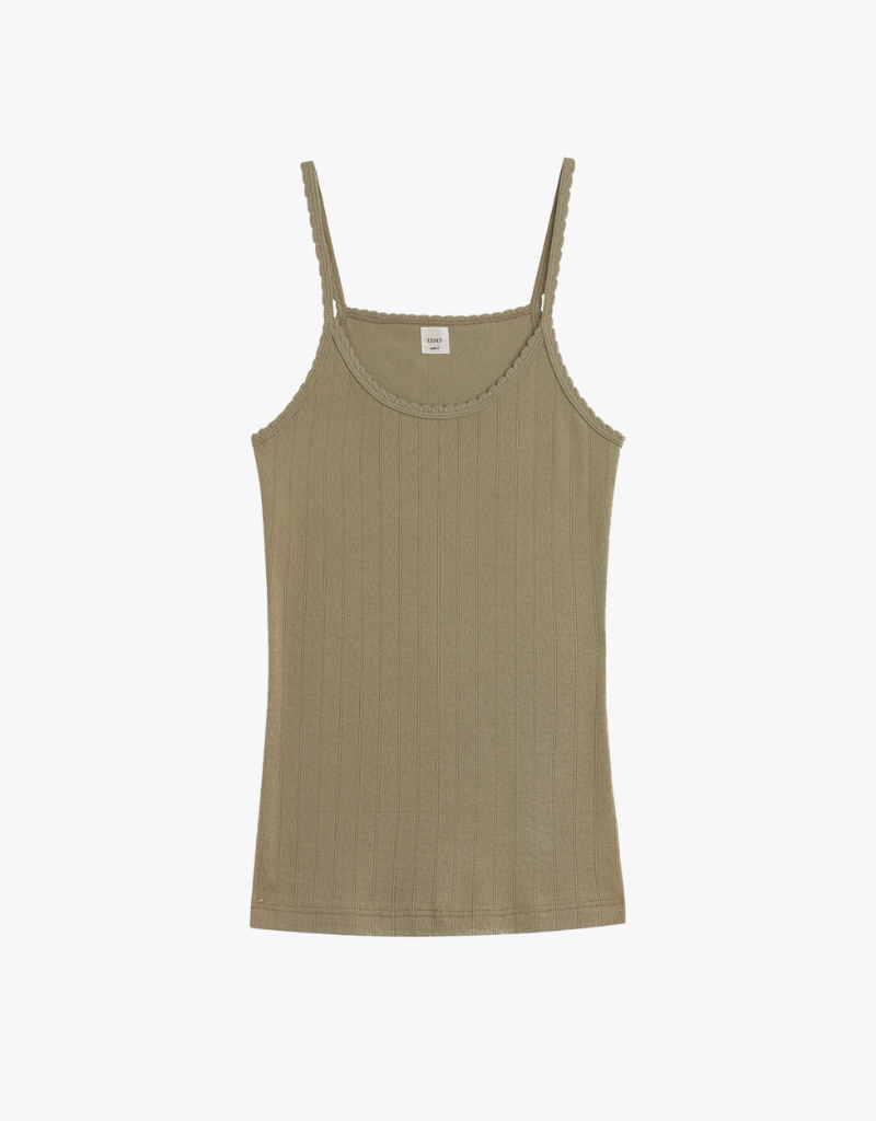 Leset Pointelle Classic Tank Top in Cypress