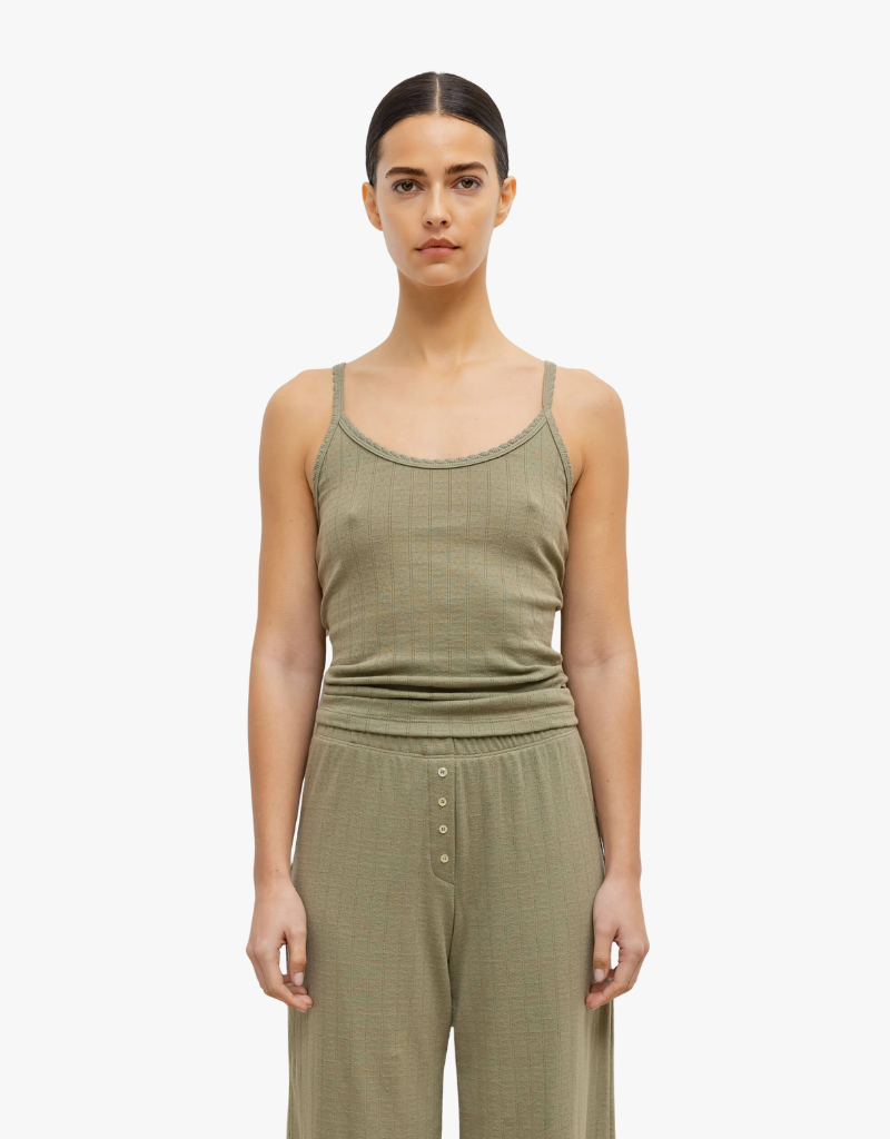 Leset Pointelle Classic Tank Top in Cypress
