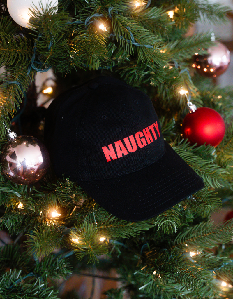 Branded Holiday Baseball Hat in Black