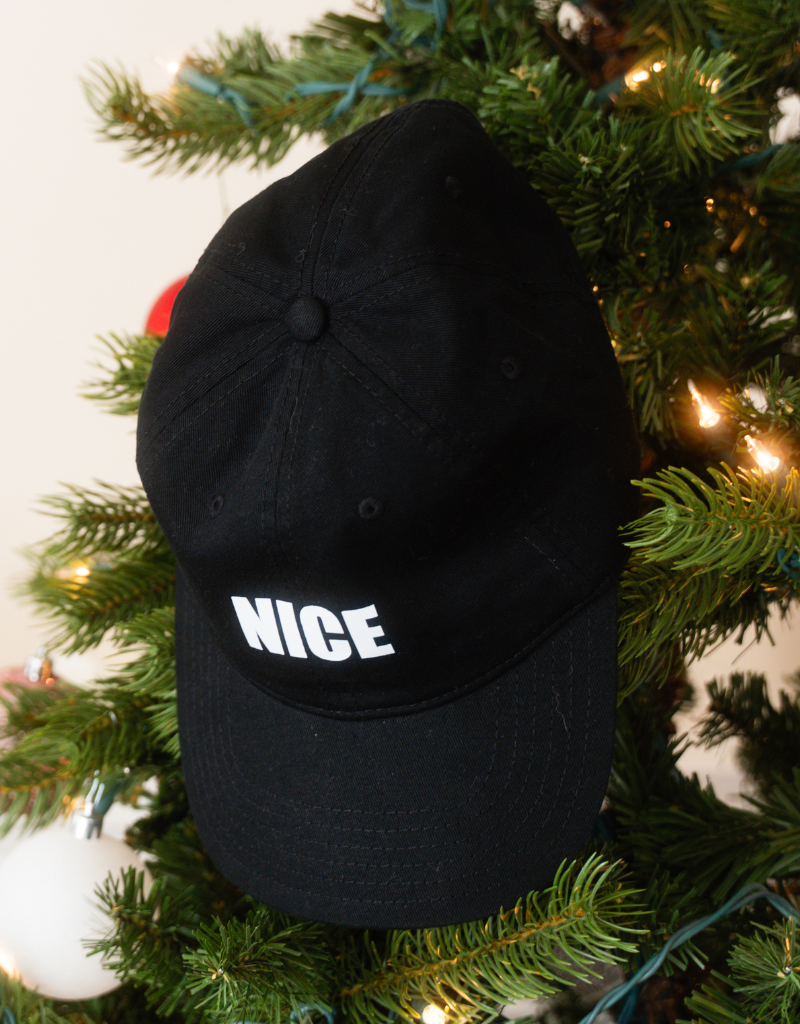 Branded Holiday Baseball Hat in Black