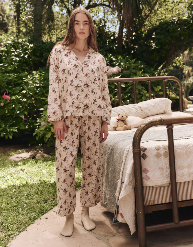 The Great The Pajama Shirt in Cream Horse Medallion