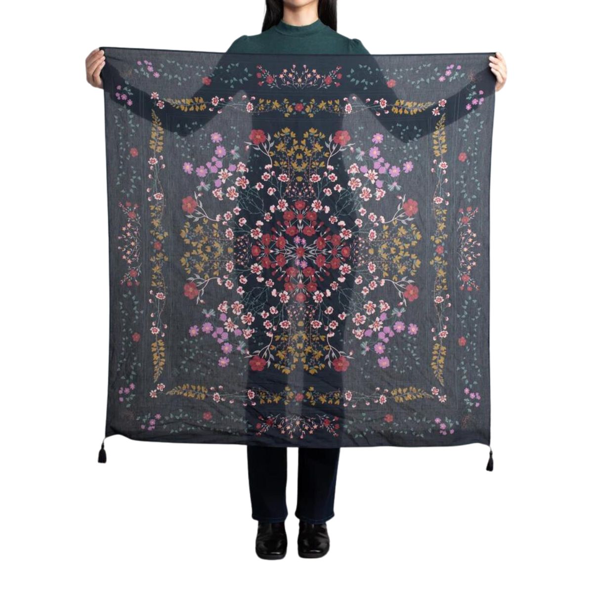 Margaret O'Leary Scarf in Charcoal Floral