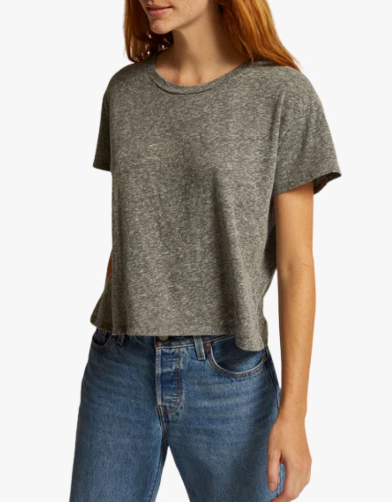 Perfect White Tee Harley Cotton Short Sleeve Crew Tee in Grey