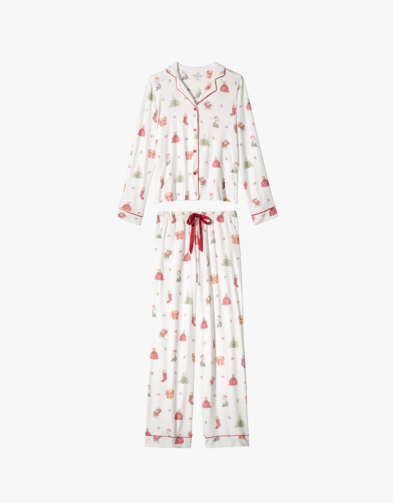 P.J. Salvage Feline Festive PJ Set in Ivory