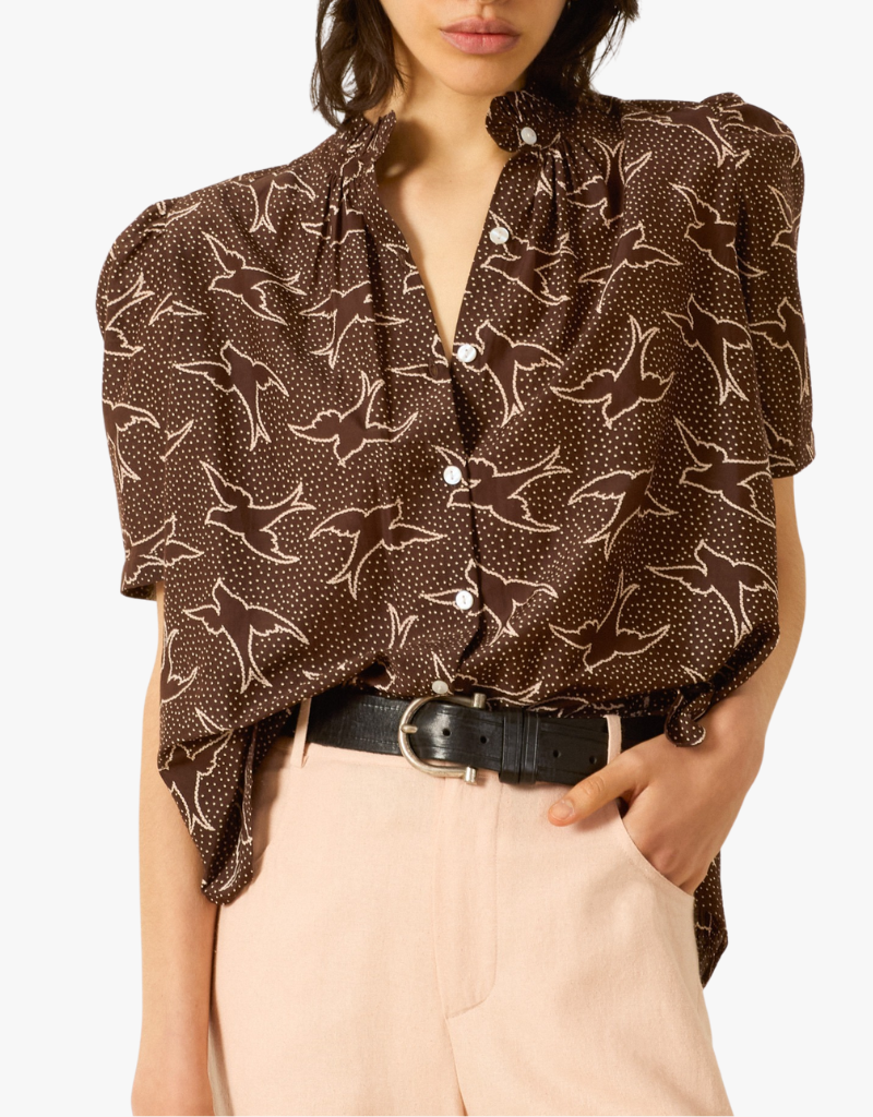 Alix Of Bohemia Winnie Clove Swallow Shirt in Dark Brown