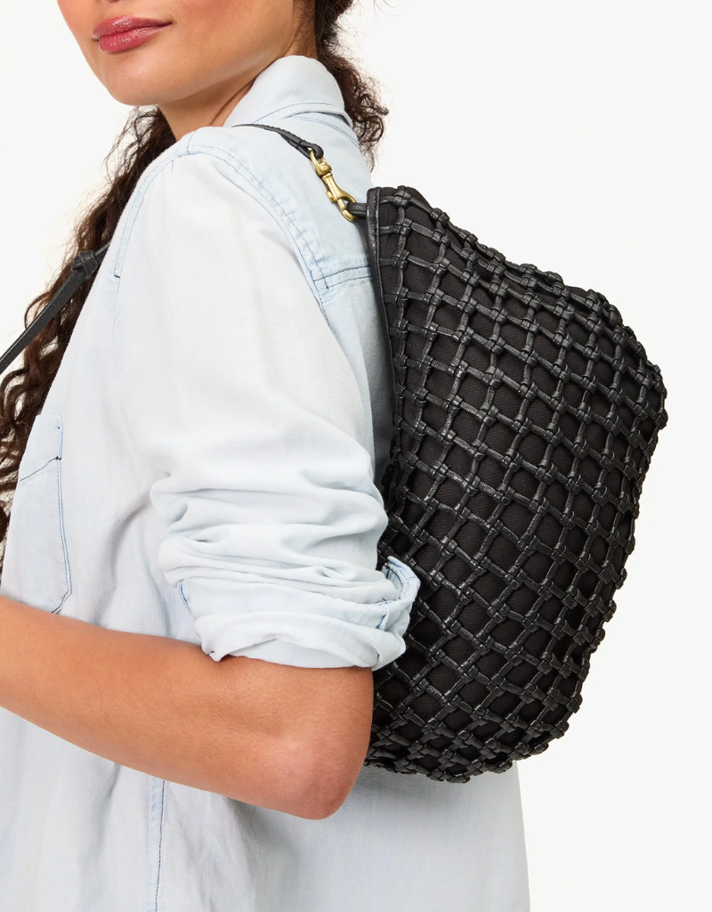 Clare V. Lune in Black Knot Woven Leather
