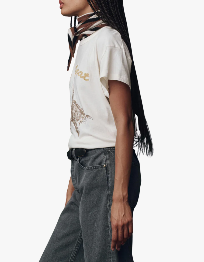 The Great The Boxy Crew w/ Horse Embroidery in Washed White