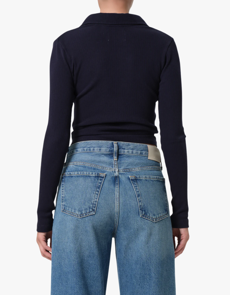 Citizens of Humanity Long Sleeve 60's Polo in Navy