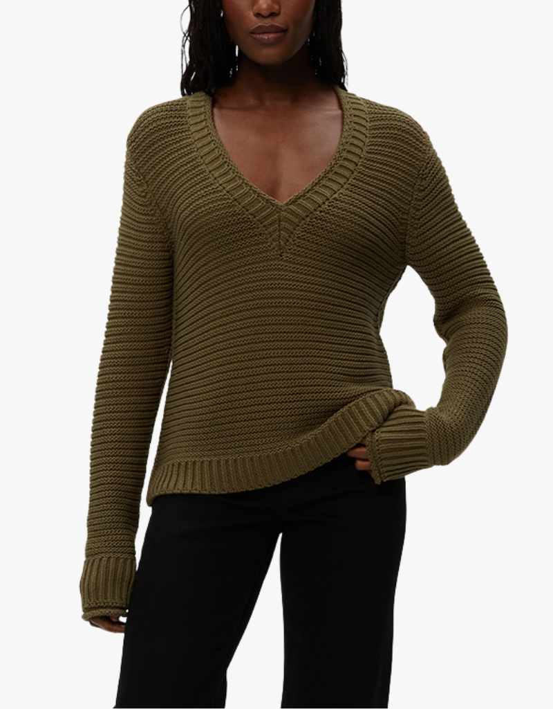 Michael Stars Linda V Neck Pullover in Olive
