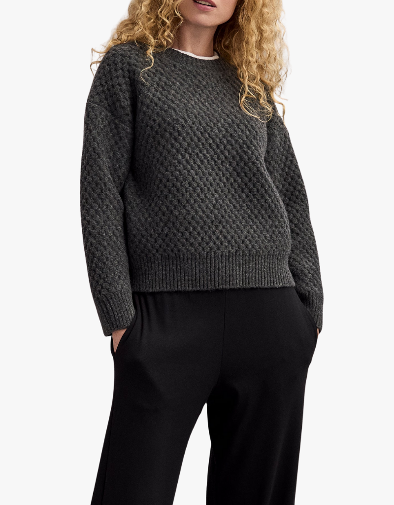 Michael Stars Sophia Honeycomb Stitch Sweater in Charcoal