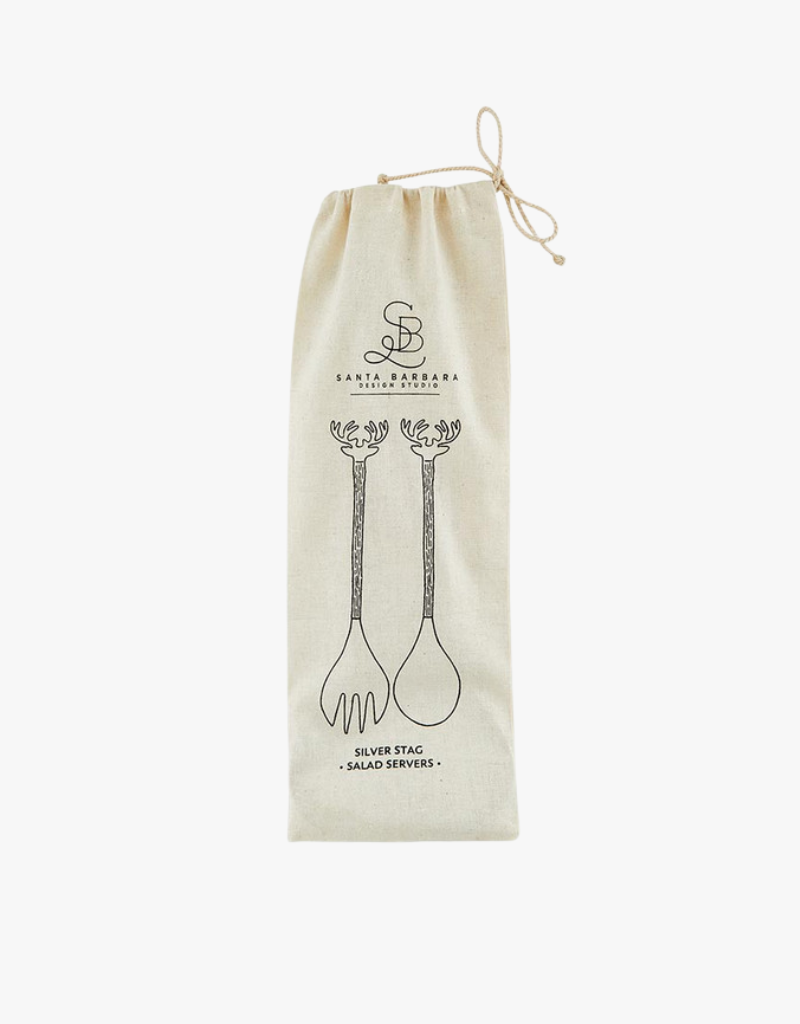 Santa Barbara Stag Salad Serving Set (2-Piece) in Silver